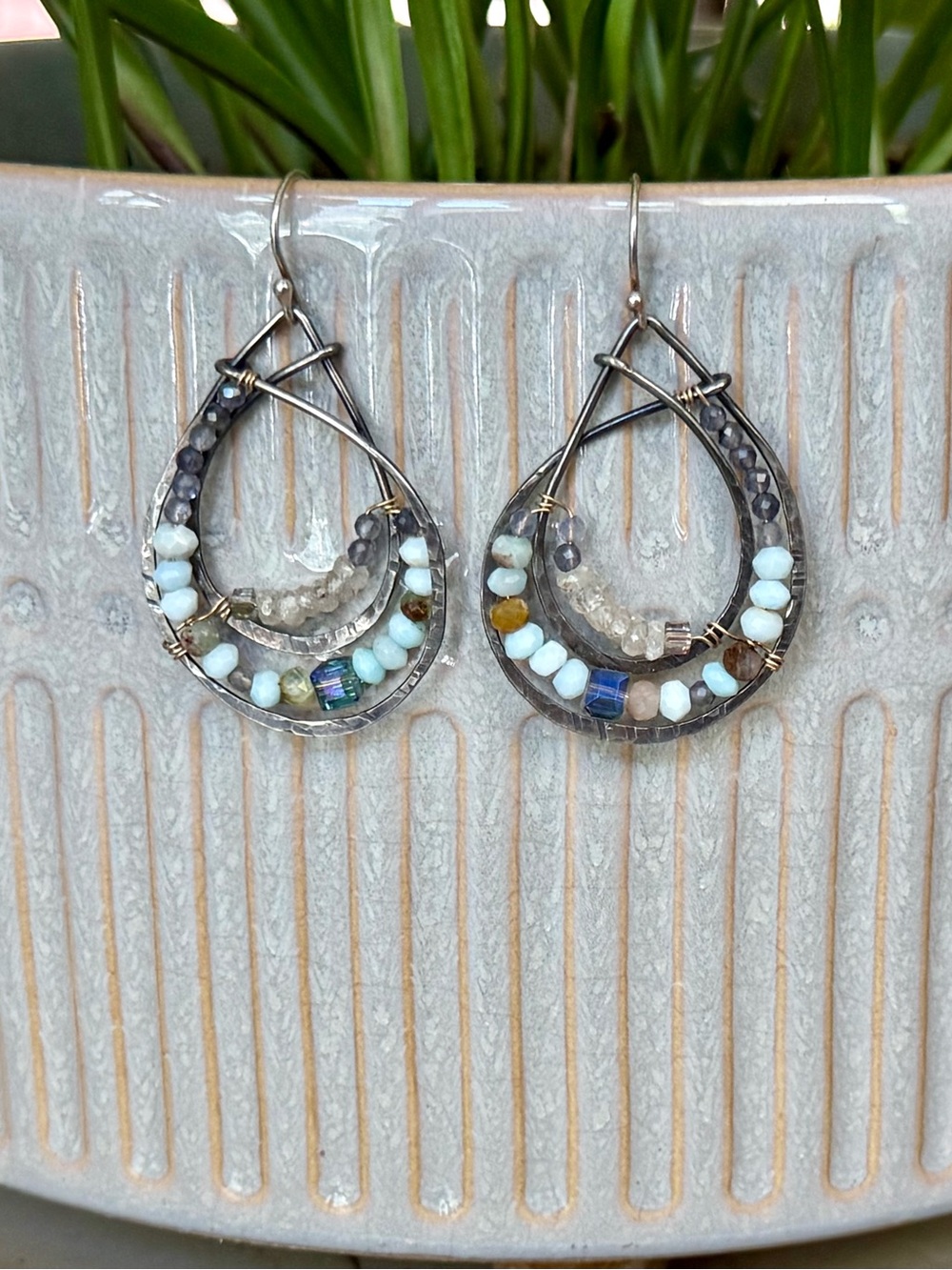 Beaded Dangle Hoops